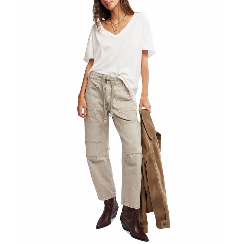 Free People Cream/Beige Barrel Jeans